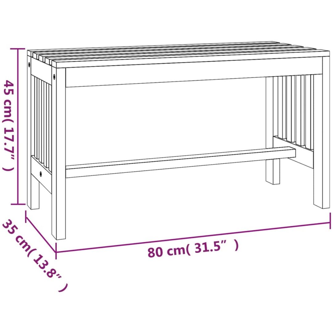 Trädgårdsbänk 80 cm massivt eukalyptusträ vidaXL 80 x 35 x 45 cm – bild 6