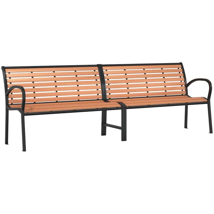 Trädgårdsbänk brun 231 cm trä & pulverlackerat stål vidaXL – bild 2