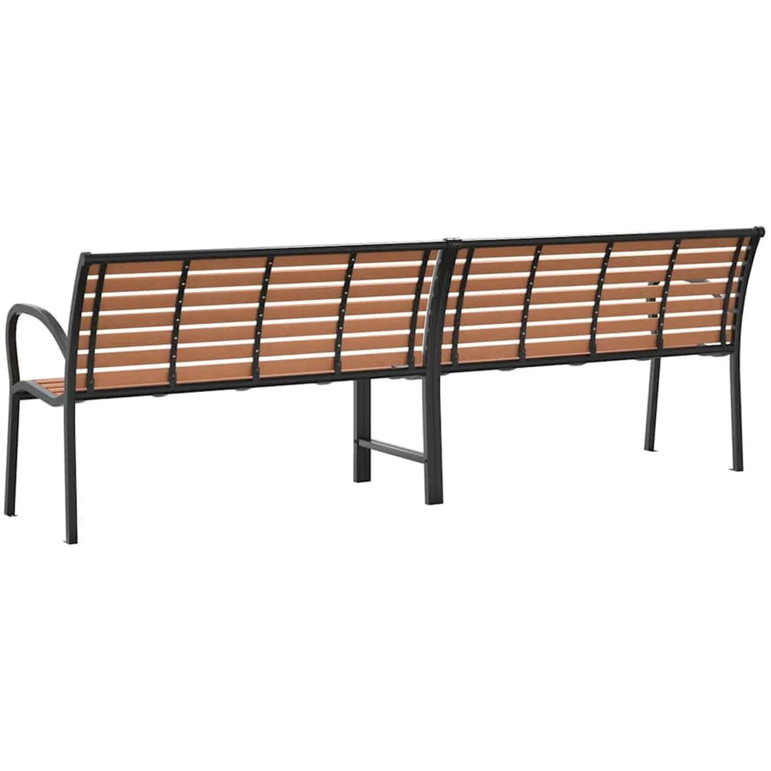Trädgårdsbänk brun 231 cm trä & pulverlackerat stål vidaXL – bild 6