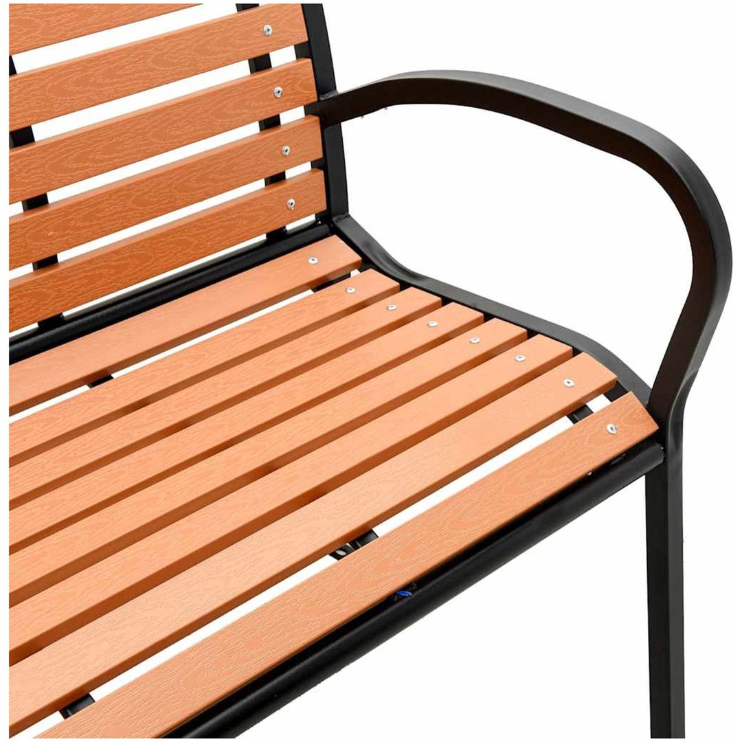 Trädgårdsbänk brun 231 cm trä & pulverlackerat stål vidaXL – bild 7