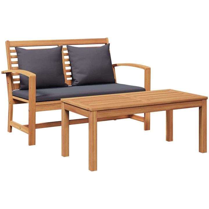 Trädgårdsbänk Brun Massivt teakträ vidaXL 110 x 64 x 76.5 cm – bild 2