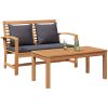 Trädgårdsbänk Brun Massivt teakträ vidaXL 110 x 64 x 76.5 cm – miniatyr 3