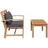 Trädgårdsbänk Brun Massivt teakträ vidaXL 110 x 64 x 76.5 cm – miniatyr 6