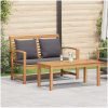 Trädgårdsbänk Brun Massivt teakträ vidaXL 110 x 64 x 76.5 cm – miniatyr 1