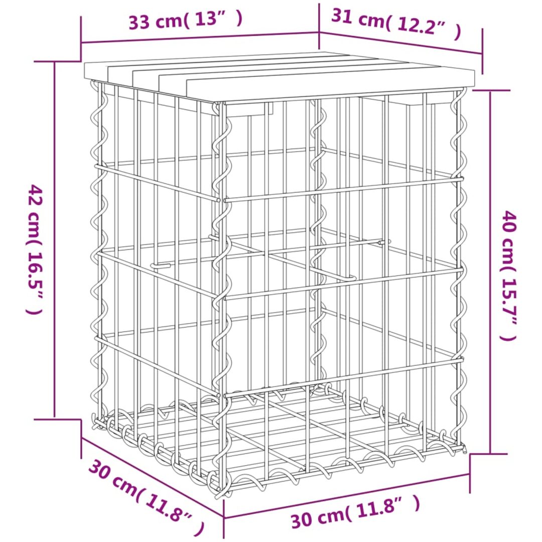 Trädgårdsbänk gabion-design impregnerad furu vidaXL 33 x 31 x 42 cm – bild 8