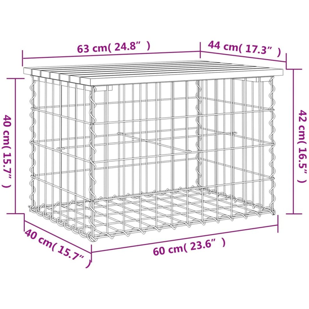 Trädgårdsbänk gabion-design massivt douglasträ vidaXL 63 x 44 x 42 cm – bild 8