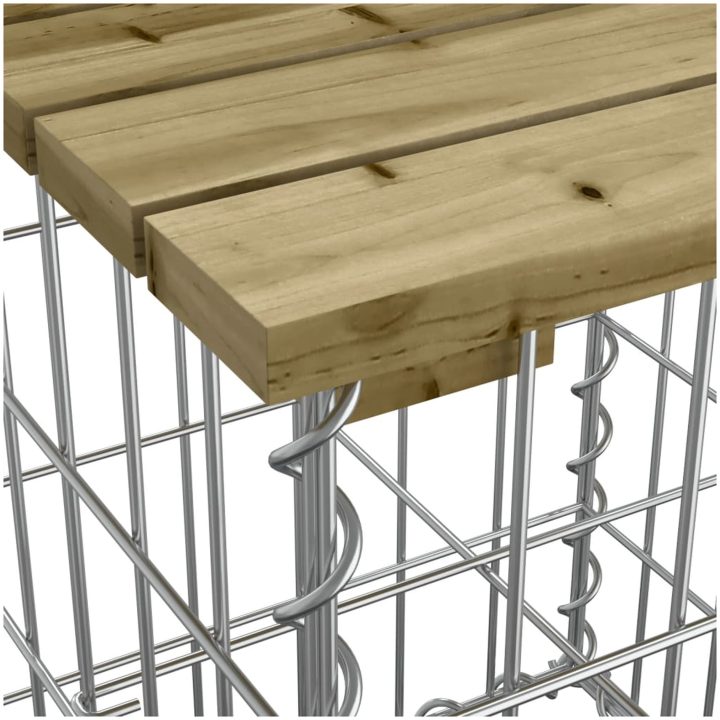 Trädgårdsbänk gabion-design tryckimpregnerad furu vidaXL 43 x 44 x 42 cm – bild 6