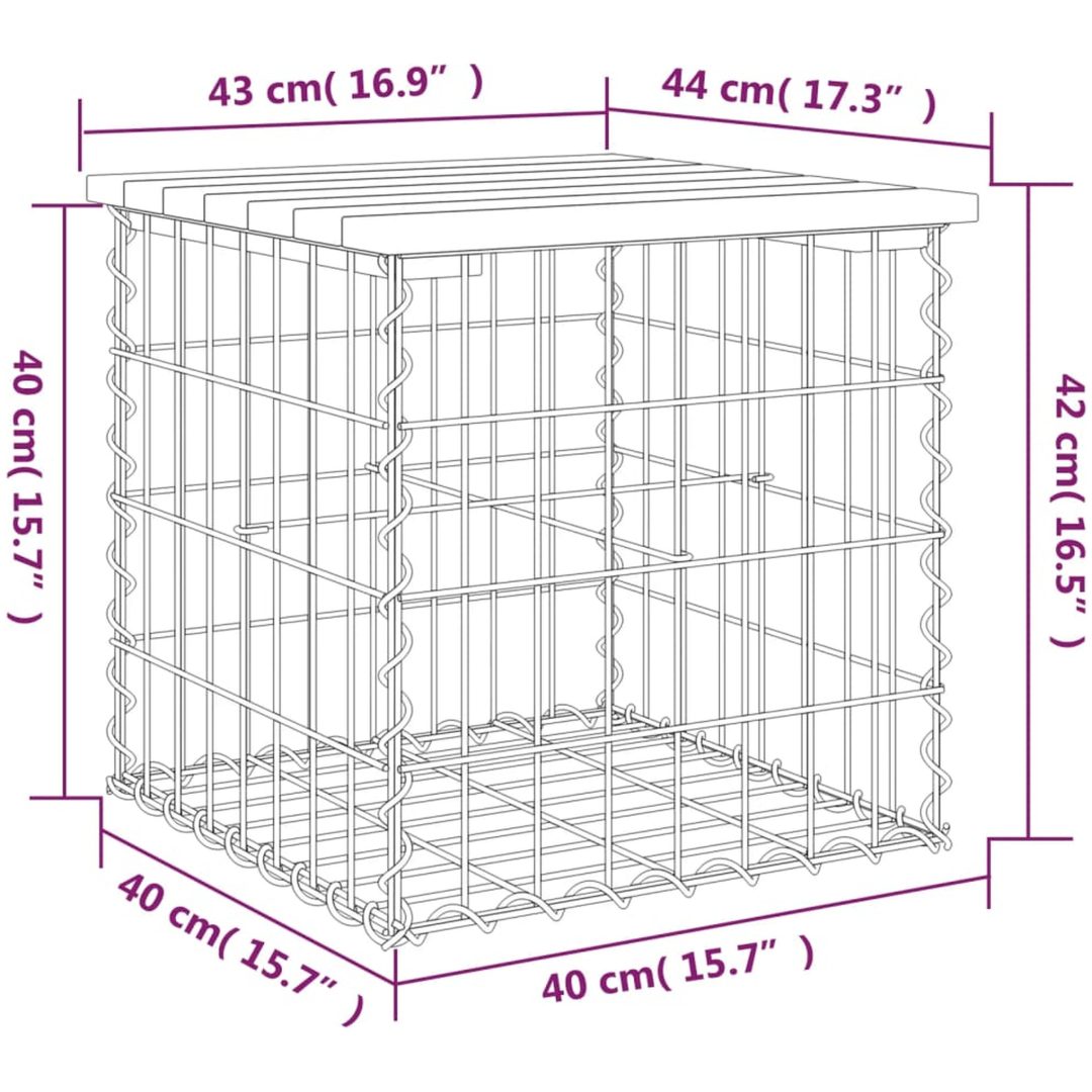 Trädgårdsbänk gabion-design tryckimpregnerad furu vidaXL 43 x 44 x 42 cm – bild 8