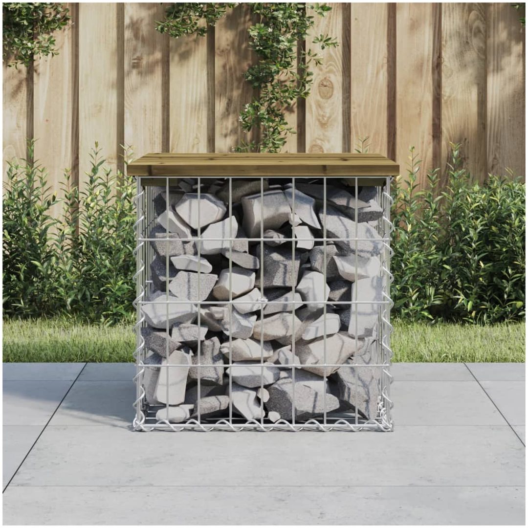 Trädgårdsbänk gabion-design tryckimpregnerad furu vidaXL 43 x 44 x 42 cm