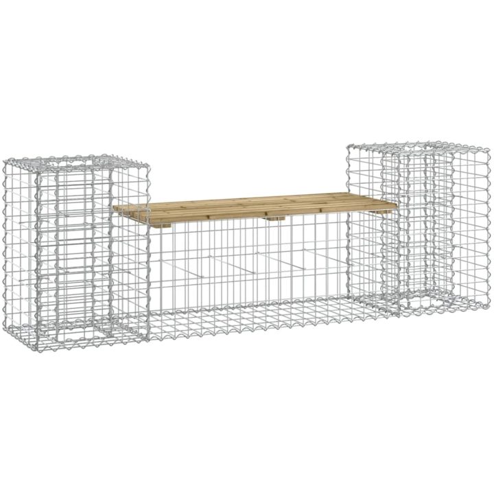 Trädgårdsbänk gabiondesign 183x41x60,5 cm impregnerad furu vidaXL – bild 2