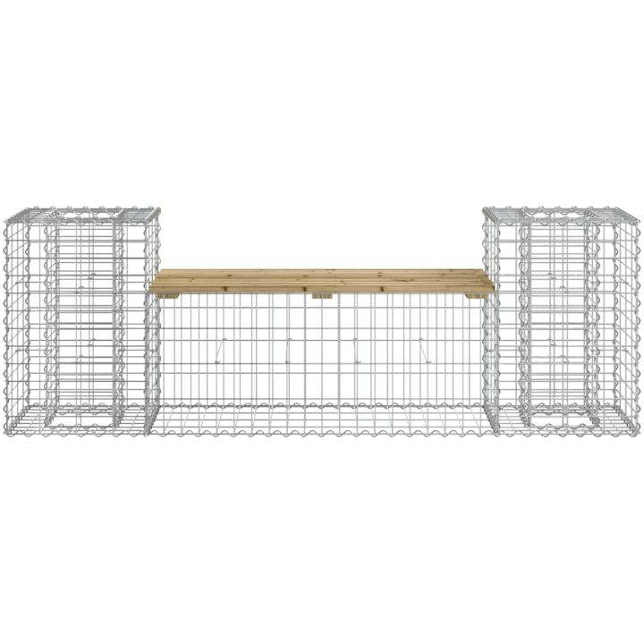 Trädgårdsbänk gabiondesign 183x41x60,5 cm impregnerad furu vidaXL – bild 3
