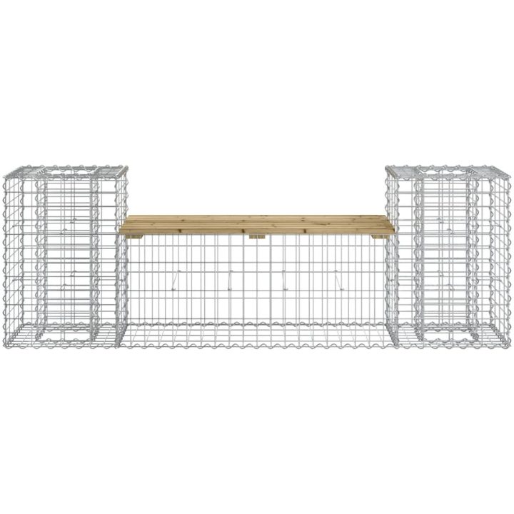 Trädgårdsbänk gabiondesign 183x41x60,5 cm impregnerad furu vidaXL – bild 5