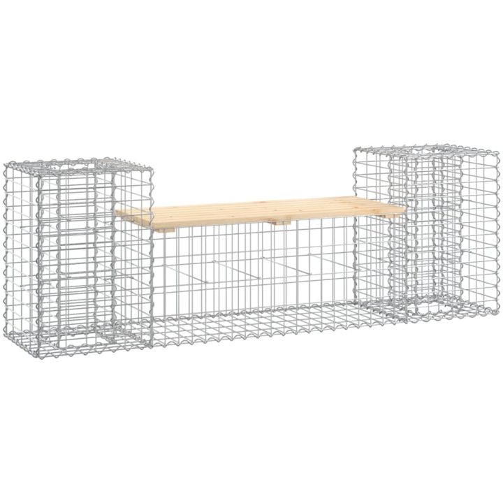 Trädgårdsbänk gabiondesign 183x41x60,5 cm massiv furu vidaXL – bild 2