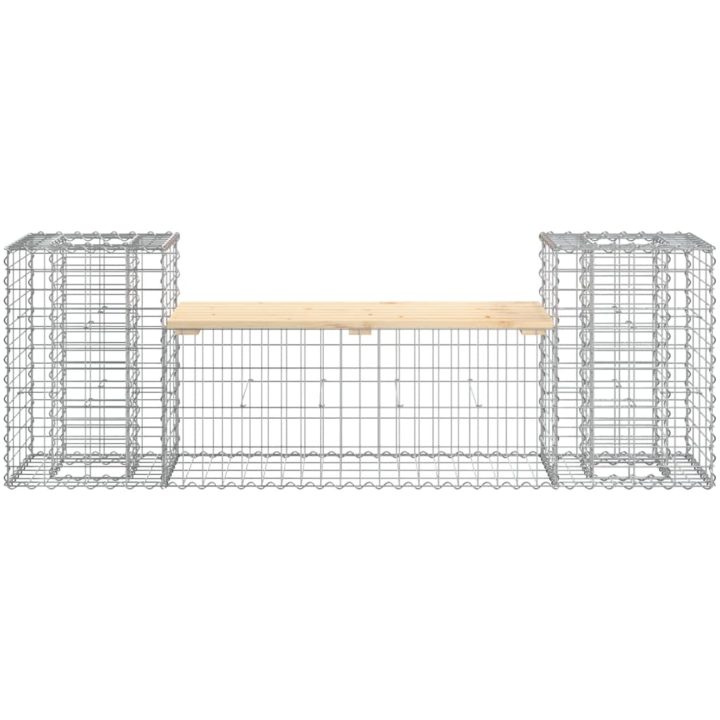 Trädgårdsbänk gabiondesign 183x41x60,5 cm massiv furu vidaXL – bild 3