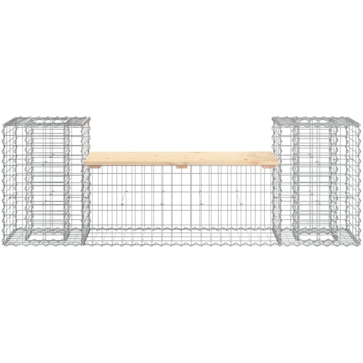 Trädgårdsbänk gabiondesign 183x41x60,5 cm massiv furu vidaXL – bild 5