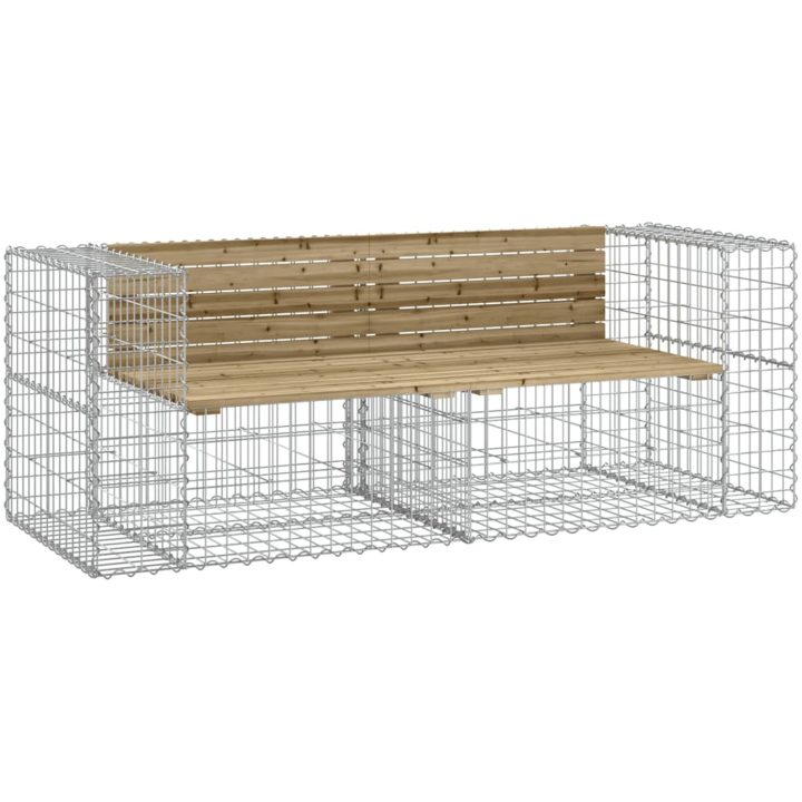 Trädgårdsbänk gabiondesign 184x71x65,5 cm impregnerad furu vidaXL – bild 2