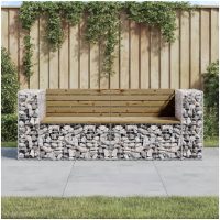 Trädgårdsbänk gabiondesign 184x71x65,5 cm impregnerad furu vidaXL