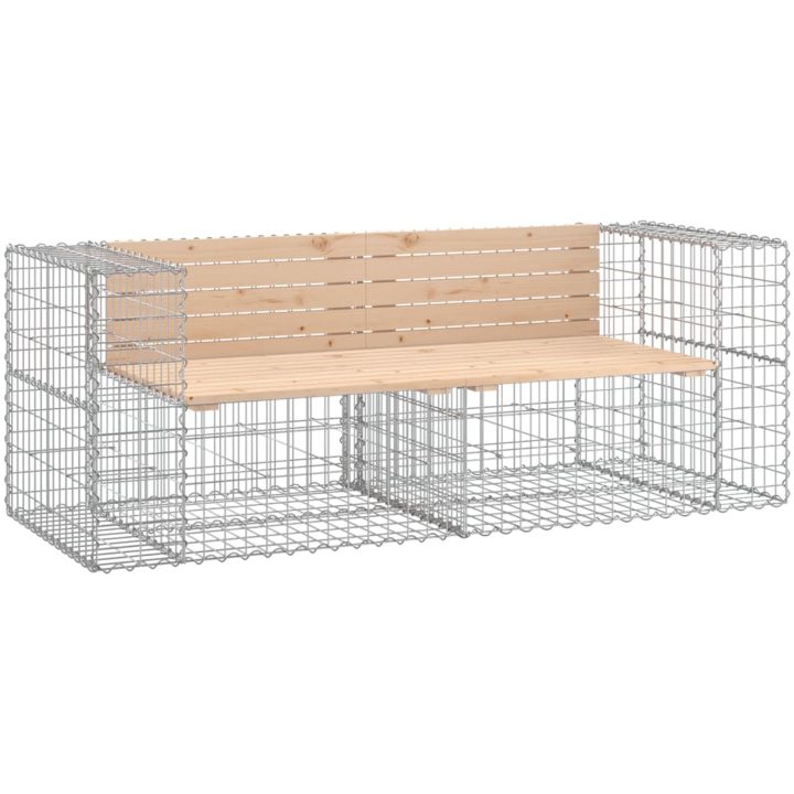 Trädgårdsbänk gabiondesign 184x71x65,5 cm massiv furu vidaXL – bild 2