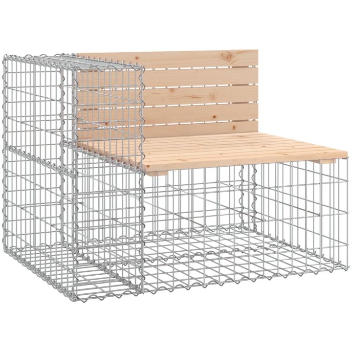 Trädgårdsbänk gabiondesign 184x71x65,5 cm massiv furu vidaXL – bild 3