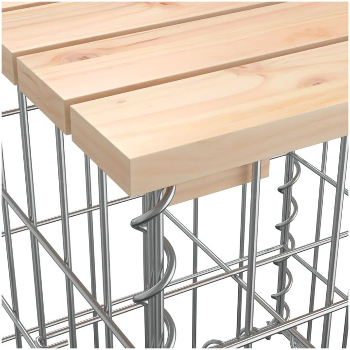 Trädgårdsbänk gabiondesign 184x71x65,5 cm massiv furu vidaXL – bild 5