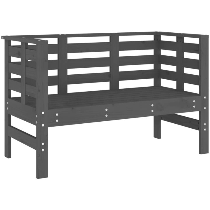Trädgårdsbänk grå 111,5x53x71 cm massiv furu vidaXL – bild 2