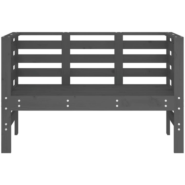 Trädgårdsbänk grå 111,5x53x71 cm massiv furu vidaXL – bild 4