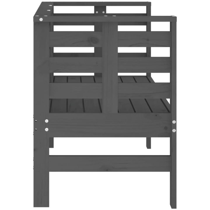 Trädgårdsbänk grå 111,5x53x71 cm massiv furu vidaXL – bild 5