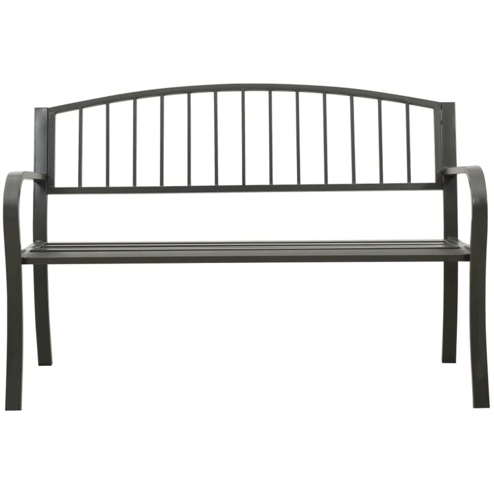 Trädgårdsbänk grå 120 cm stål vidaXL – bild 2