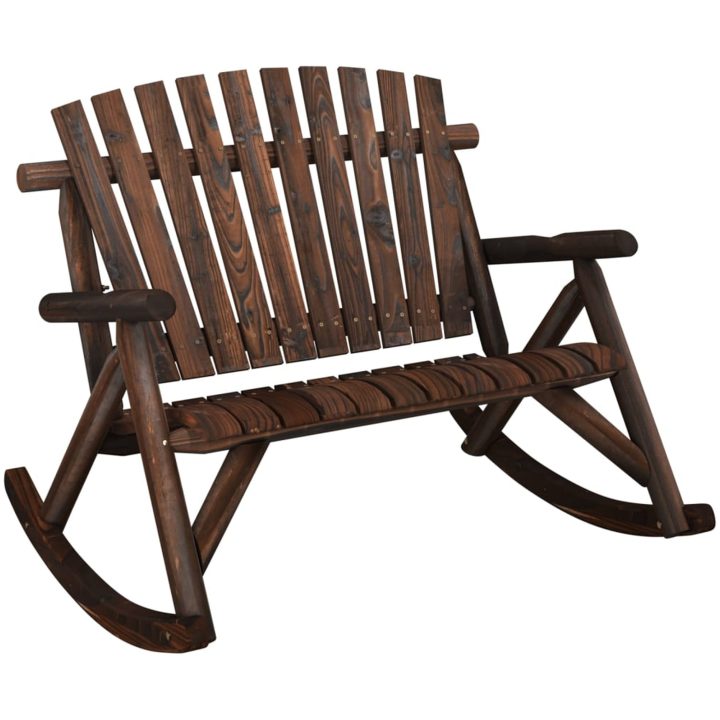 Trädgårdsbänk gung 2-sits 123x96x102 cm massivt granträ vidaXL – bild 2