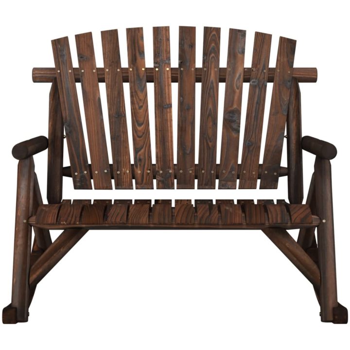 Trädgårdsbänk gung 2-sits 123x96x102 cm massivt granträ vidaXL – bild 3