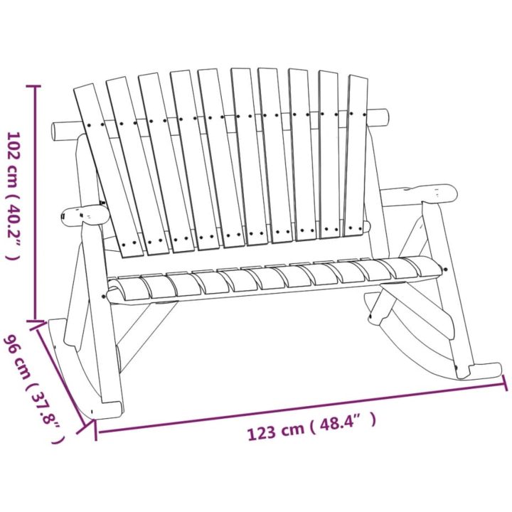 Trädgårdsbänk gung 2-sits 123x96x102 cm massivt granträ vidaXL – bild 6