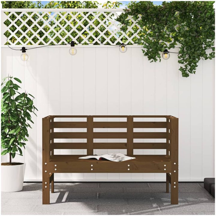 Trädgårdsbänk honungsbrun 111,5x53x71 cm massiv furu vidaXL – bild 3