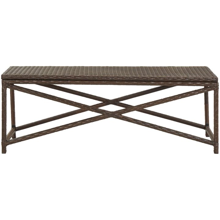 Trädgårdsbänk konstrotting brun vidaXL 120 cm – bild 2
