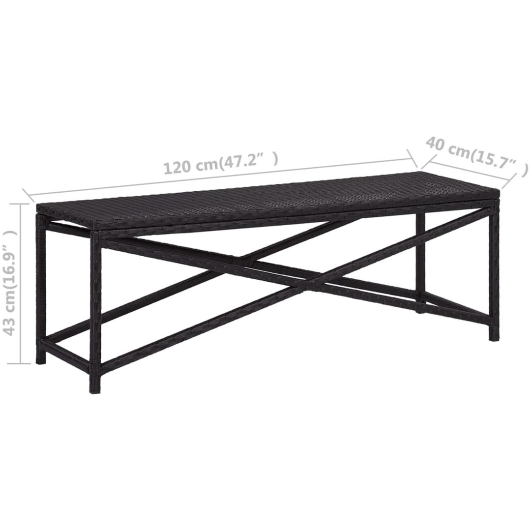 Trädgårdsbänk konstrotting svart vidaXL 120 cm – bild 5