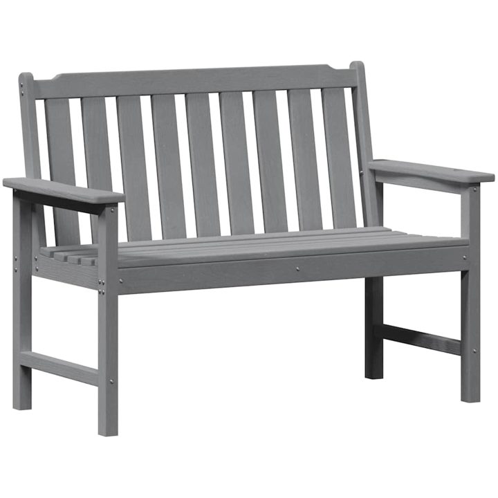 Trädgårdsbänk Ljusgrå HDPE vidaXL 120 cm – bild 2