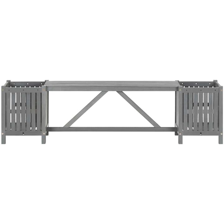 Trädgårdsbänk med 2 odlingslådor 150 cm massivt akaciaträ grå vidaXL 150 x 30 x 40 cm – bild 4