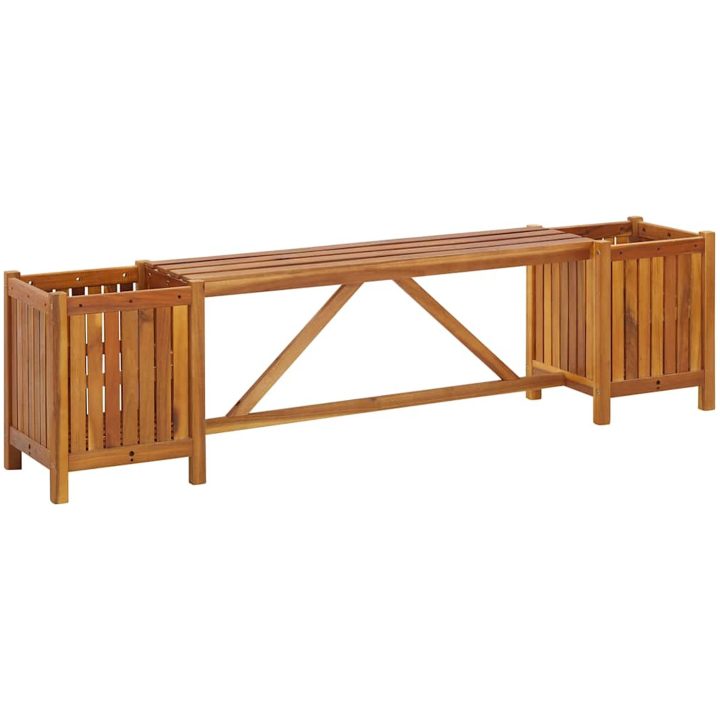 Trädgårdsbänk med 2 odlingslådor massivt akaciaträ vidaXL 150 x 30 x 40 cm – bild 2