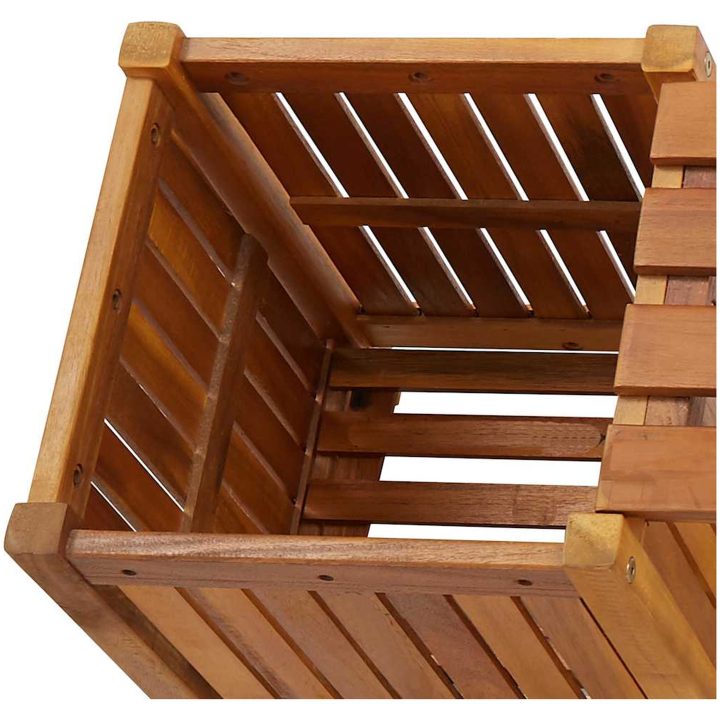 Trädgårdsbänk med 2 odlingslådor massivt akaciaträ vidaXL 150 x 30 x 40 cm – bild 6