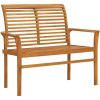 Trädgårdsbänk med antracit dyna 112 cm massiv teak vidaXL – miniatyr 2