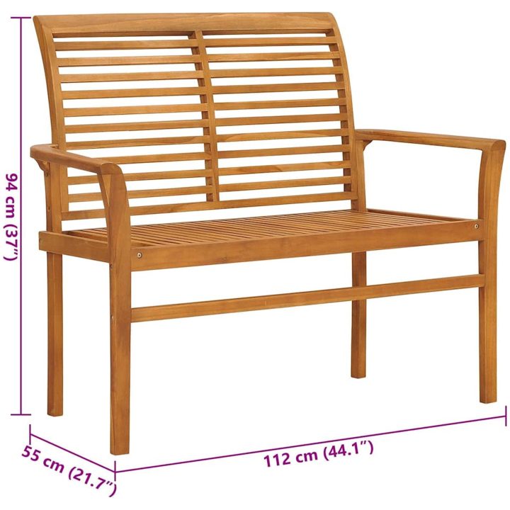 Trädgårdsbänk med antracit dyna 112 cm massiv teak vidaXL – bild 8