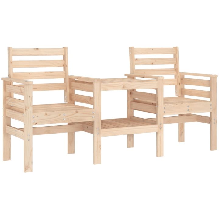 Trädgårdsbänk med bord 2-sits massiv furu vidaXL – bild 2