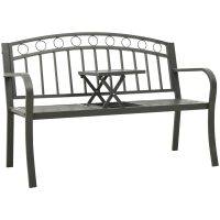 Trädgårdsbänk med bord grå 120 cm stål vidaXL