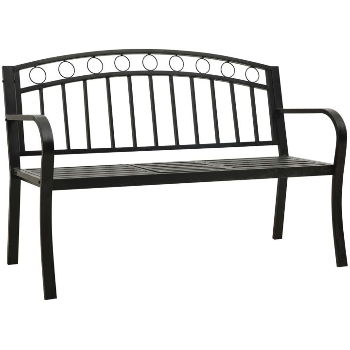 Trädgårdsbänk med bord svart 120 cm stål vidaXL – bild 2