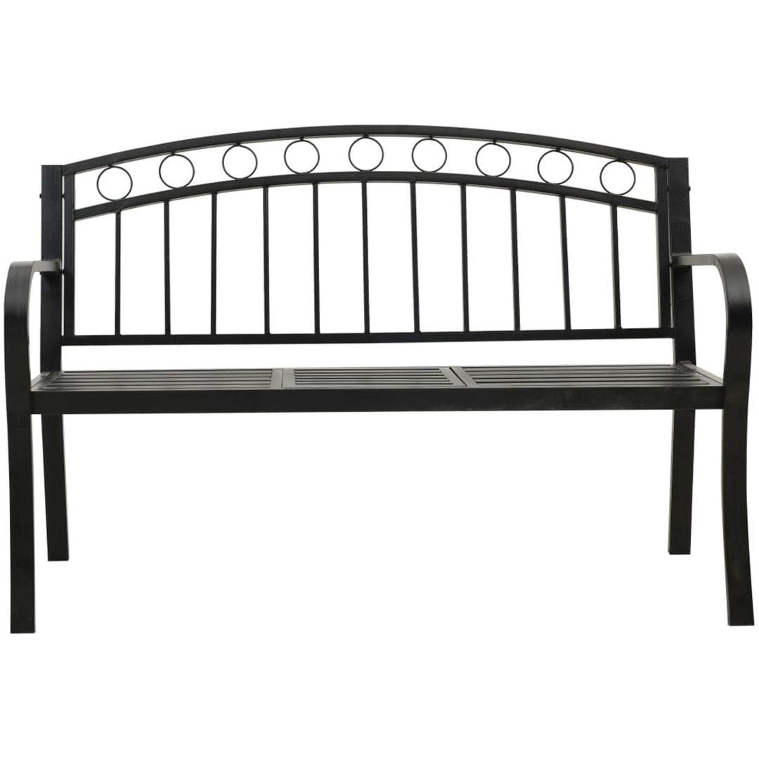 Trädgårdsbänk med bord svart 120 cm stål vidaXL – bild 3