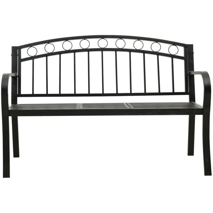 Trädgårdsbänk med bord svart 120 cm stål vidaXL – bild 3