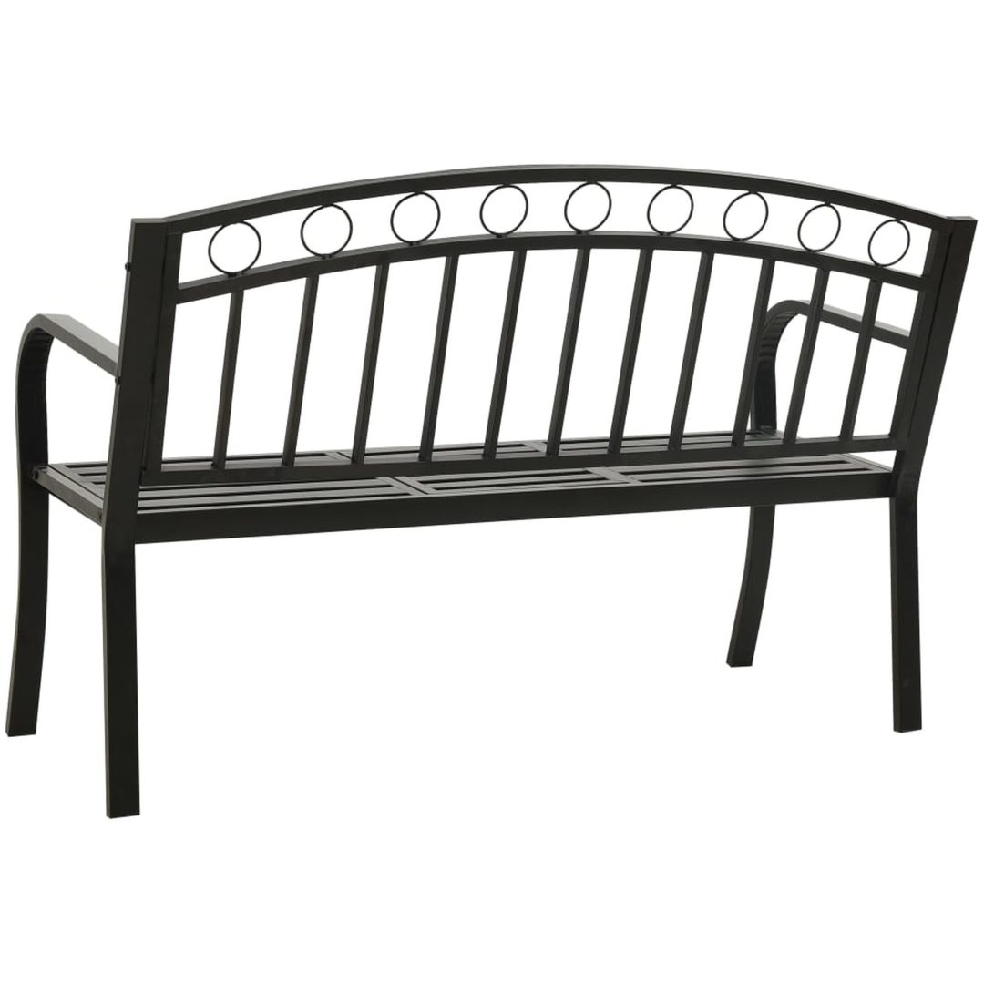 Trädgårdsbänk med bord svart 120 cm stål vidaXL – bild 5