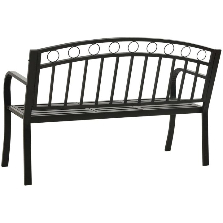 Trädgårdsbänk med bord svart 120 cm stål vidaXL – bild 5