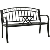 Trädgårdsbänk med bord svart 120 cm stål vidaXL