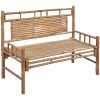 Trädgårdsbänk med dyna 120 cm bambu vidaXL 120 x 50 x 7 cm – miniatyr 2