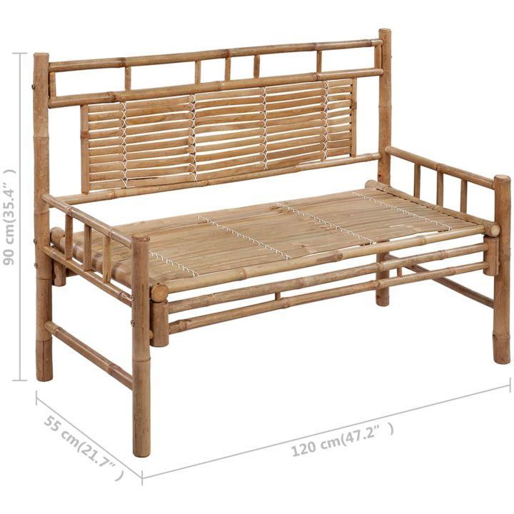 Trädgårdsbänk med dyna 120 cm bambu vidaXL 120 x 50 x 7 cm – bild 10